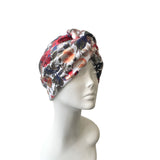 White Thick Metallic Flower Turban 