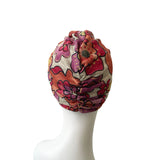 70s Flower Print Turban Head Wrap for Women