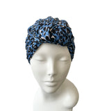 Blue Women's Cheetah Print Jersey Turban