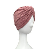 Dusky Pink Lace Turban Hat Head Wrap 