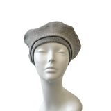 Grey Stretchy Rib Knit Beret for Women