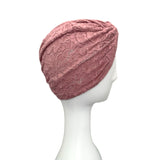 Dusky Pink Lace Turban Hat Head Wrap 