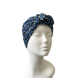 Blue Women's Cheetah Print Jersey Turban