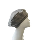 Grey Stretchy Rib Knit Beret for Women