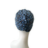 Blue Women's Cheetah Print Jersey Turban