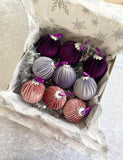 Velvet Christmas Tree Ornaments in Purple, Pink and Lilac