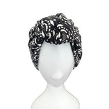 Soft Black Lined Stretch Knotted Turban Hat