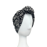 Soft Black Lined Stretch Knotted Turban Hat