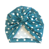 Vintage Style Teal Polka Dot Bow Turban