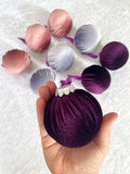 Velvet Christmas Tree Ornaments in Purple, Pink and Lilac