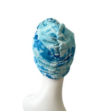 Soft Blue and White Tie Dye Full Head Turban