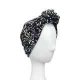 Soft Black Lined Stretch Knotted Turban Hat