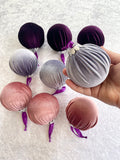 Velvet Christmas Tree Ornaments in Purple, Pink and Lilac