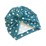 Vintage Style Teal Polka Dot Bow Turban