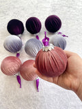 Velvet Christmas Tree Ornaments in Purple, Pink and Lilac