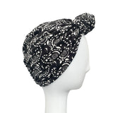 Soft Black Lined Stretch Knotted Turban Hat