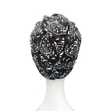 Soft Black Lined Stretch Knotted Turban Hat