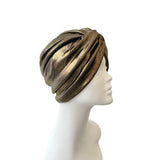 Gold Metallic Twist Turban Hat