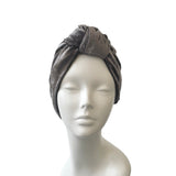 Silver Grey Front Knot Full Velvet Turban Hat for Women