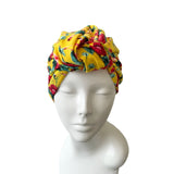 Soft Floral Yellow Jersey Hair Turban Head Wrap Hat