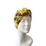 Soft Floral Yellow Jersey Hair Turban Head Wrap Hat