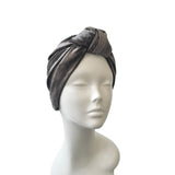 Silver Grey Front Knot Full Velvet Turban Hat for Women