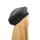 Black Fashion Fleece Beret Hat for Women