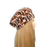 Leopard Print Soft Cozy Fleece Beret Hat