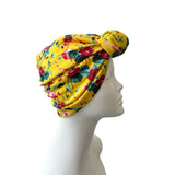 Soft Floral Yellow Jersey Hair Turban Head Wrap Hat