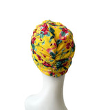 Soft Floral Yellow Jersey Hair Turban Head Wrap Hat