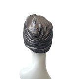 Silver Grey Front Knot Full Velvet Turban Hat for Women