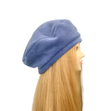 Chunky Denim Blue Fleece Beret for Women