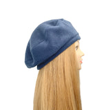 Light Navy Blue Fleece Beret for Women