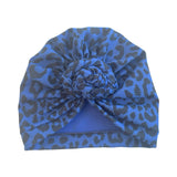 Navy Blue and Black Animal Print Knot Turban 