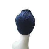 Navy Blue Velvet Rosette Knot Turban Hat