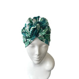 Tropical Leaf Print SPF 50 Swim Turban Head Wrap