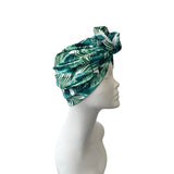 Tropical Leaf Print SPF 50 Swim Turban Head Wrap