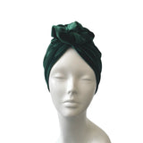 Dark Green Velvet Rosette Knot Turban Hat