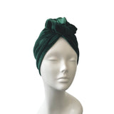 Dark Green Velvet Rosette Knot Turban Hat