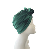 Dark Green Velvet Rosette Knot Turban Hat