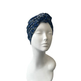 Grey and Blue Cheetah Print Swim Turban