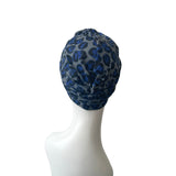 Grey and Blue Cheetah Print Swim Turban