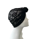 Black Lace Front Knot Summer Turban