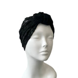 Black Lace Front Knot Summer Turban