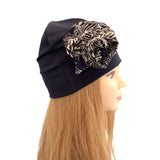 Colourful Cotton Beanie Hat with a Rosette