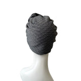 Grey Knit Fabric Rosette Knot Turban Hat