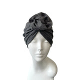 Grey Knit Fabric Rosette Knot Turban Hat