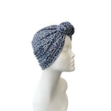 Elastic Blue and White Ready Made Turban