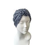 Elastic Blue and White Ready Made Turban