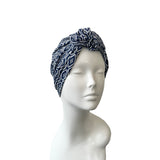 Elastic Blue and White Ready Made Turban